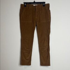 Nili Lotan | Women’s Brown Corduroy Jenna Raw Hem Ankle Pants Size 6